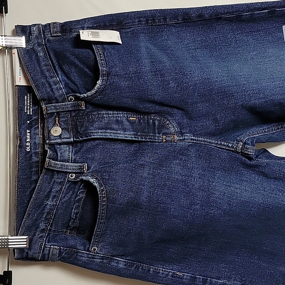 Old Navy, Extra High-Waisted, Button-Fly, Straight Jeans, Size 4